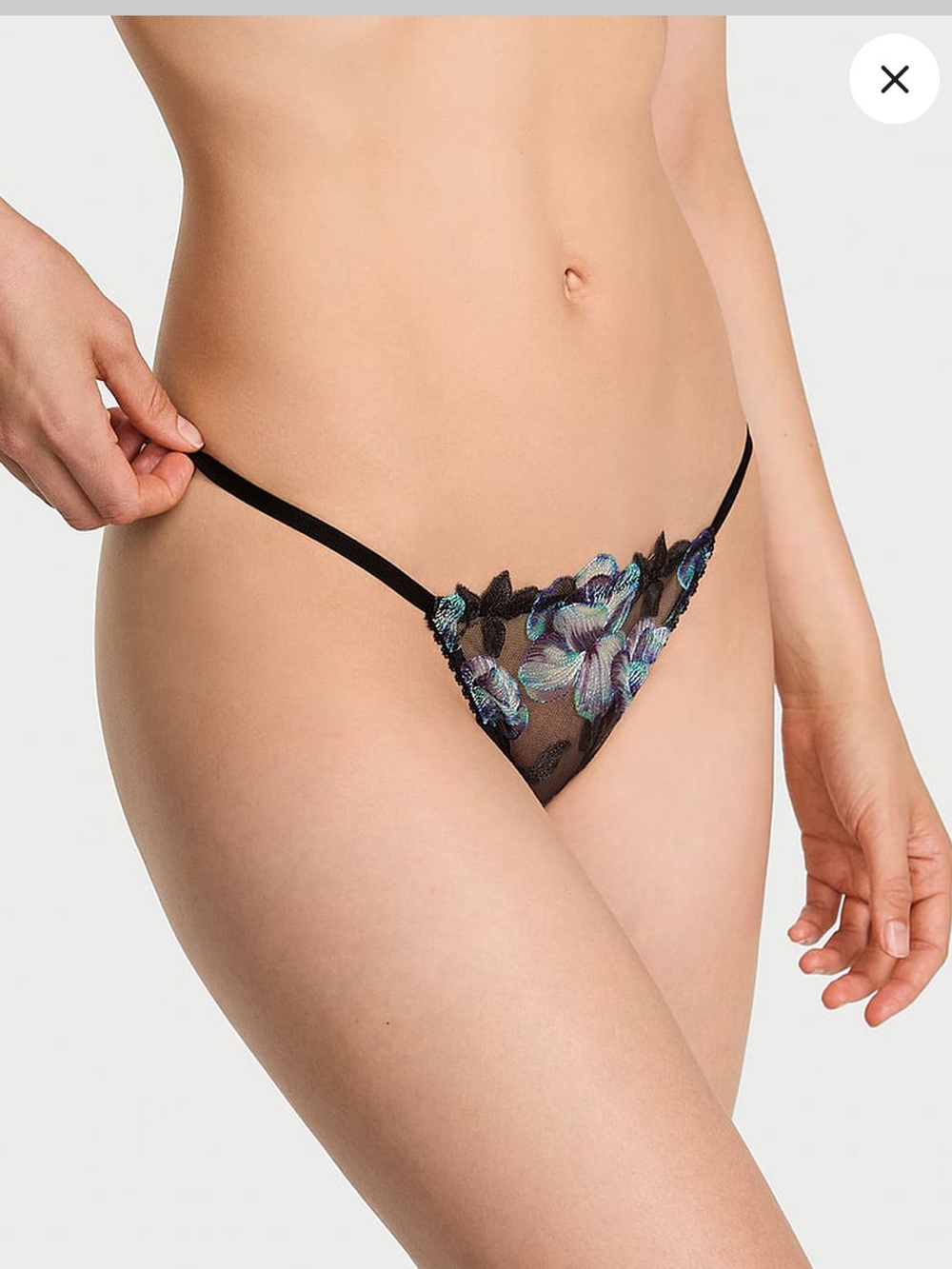 Victoria's Secret Black Sheer Floral Lace Panties/string